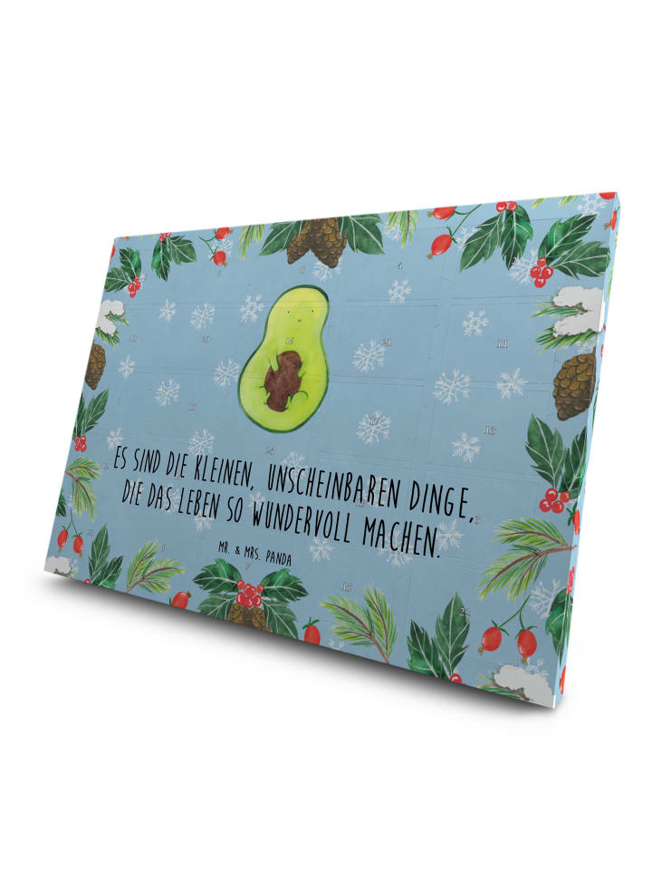 Adventskalender Avocado Kern mit Spruch in Eisblau