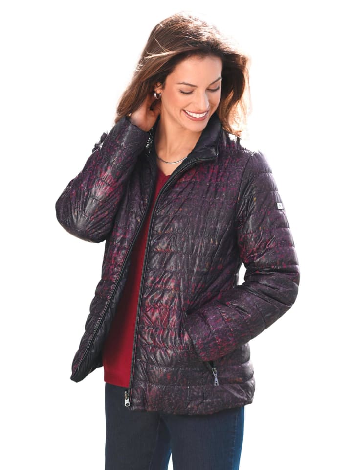 Leicht wattierte Jacke mit effektvollem Druck in pink / schwarz / gemustert