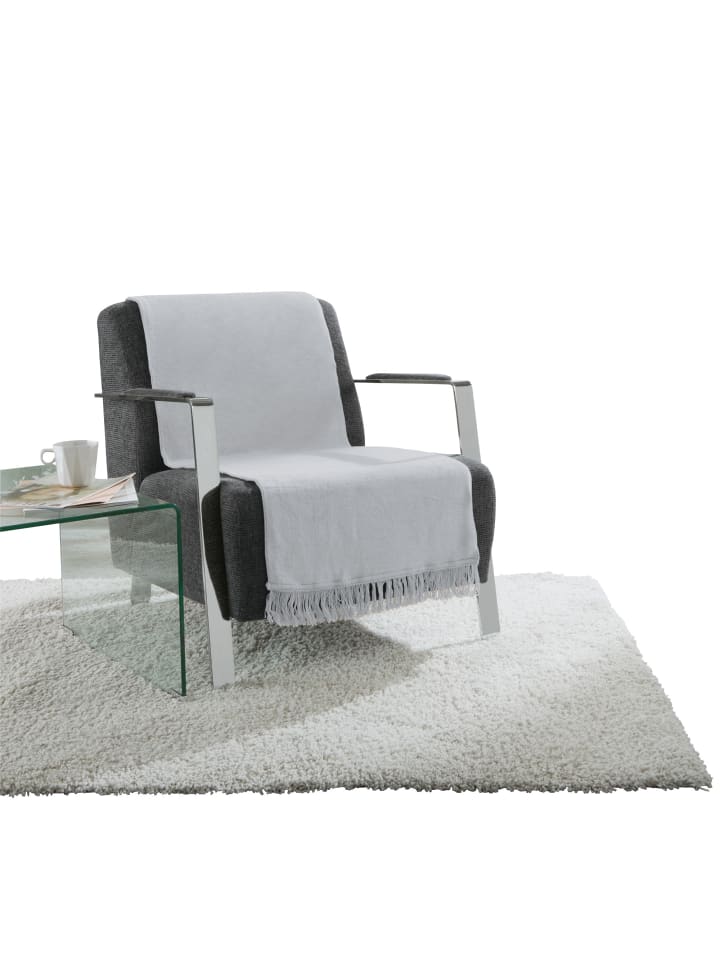 Baumwollmischung Sessel- und Sofaschoner Catania in silber