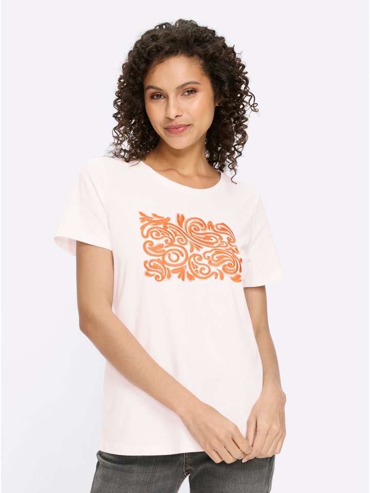 T-Shirt in ecru-papaya