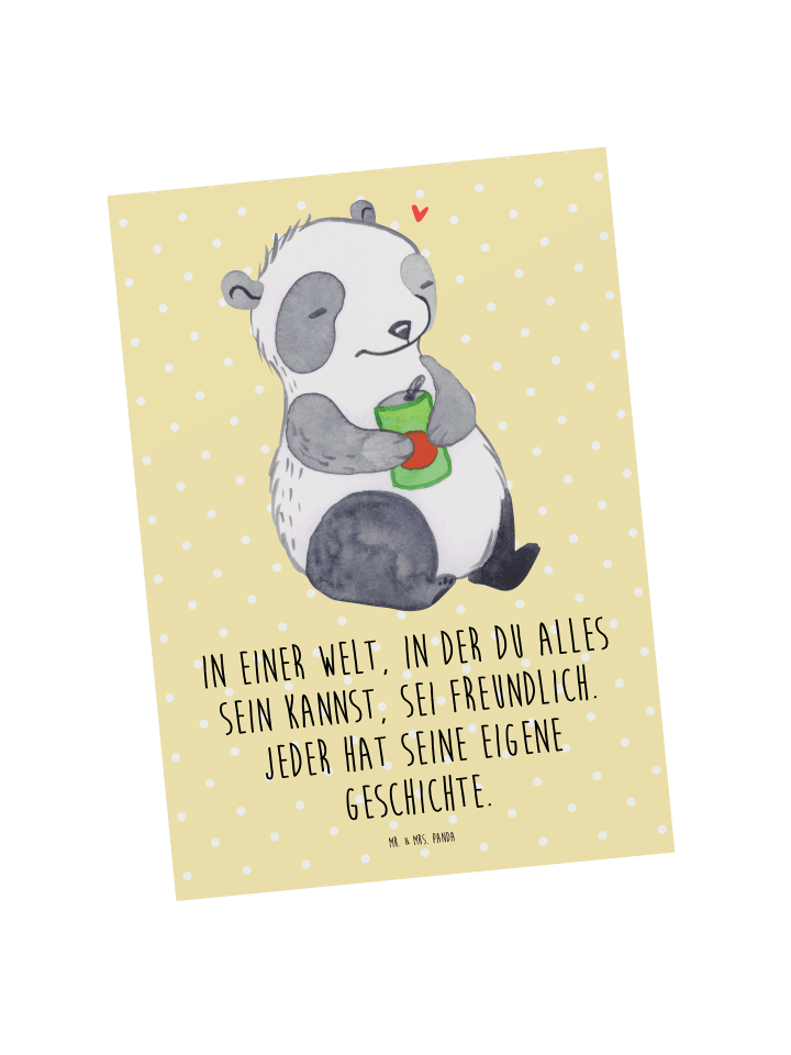Postkarte Panda Depression mit Spruch in Gelb Pastell