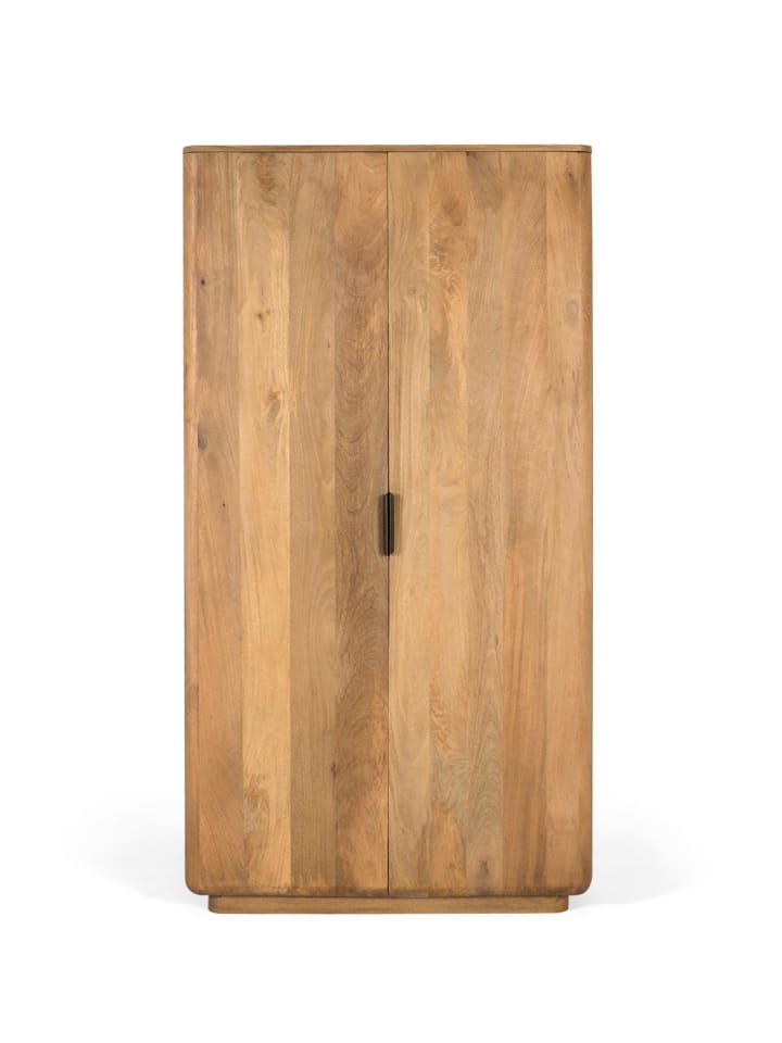 Kleiderschrank aus Mangoholz mit abgerundeten Ecken in Brown