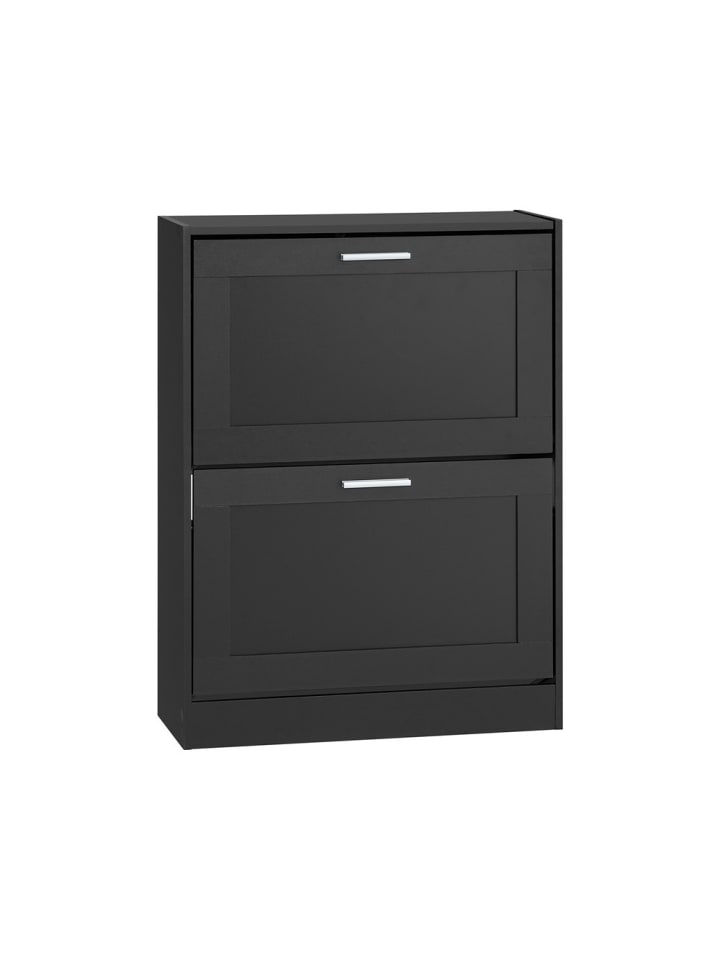 Schuhschrank in Matt-Schwarz - (W) 23 x (H) 79 x (L) 60 cm