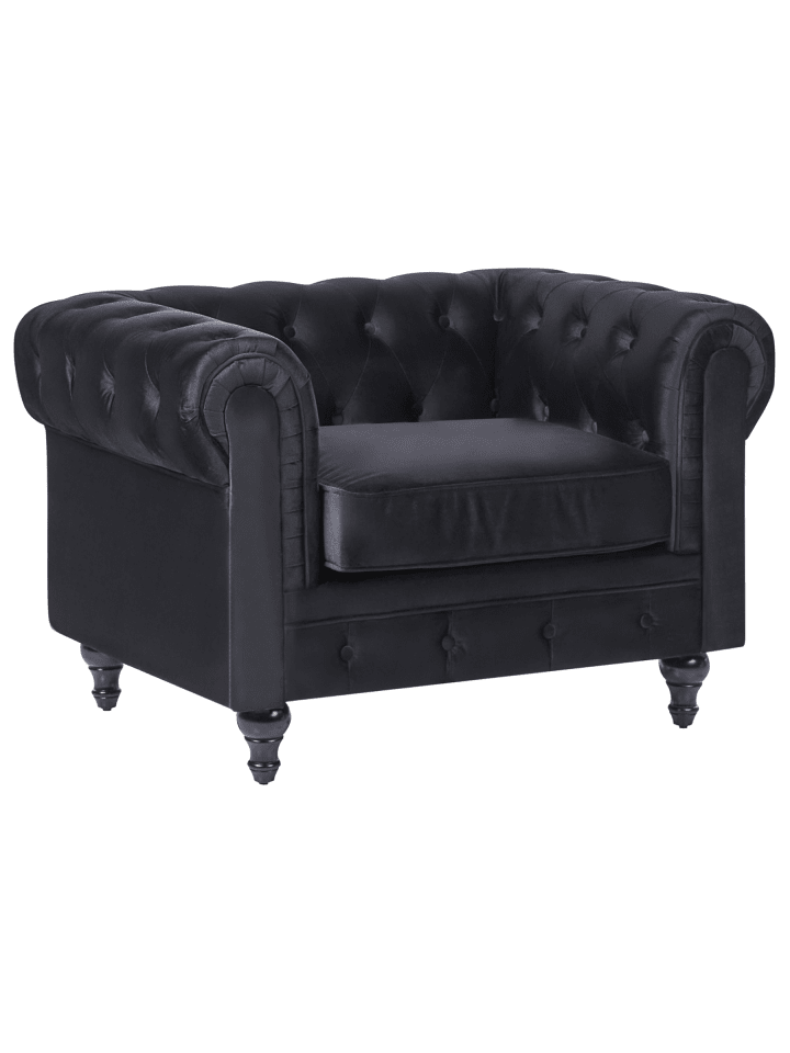 Sessel CHESTERFIELD in Schwarz/Braun - (W) 110 x (H) 70 x (L) 75 cm