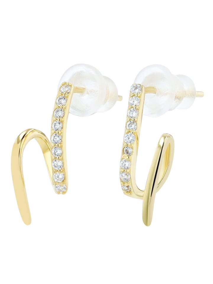 Damen Ohrringe – Ohrstecker aus 925 Silber mit Zirkonia in gold