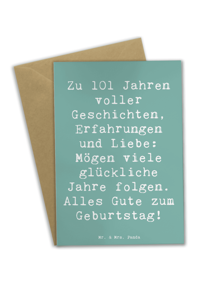 Klappkarte Spruch 101. Geburtstag mit Spruch in Meeresbrise