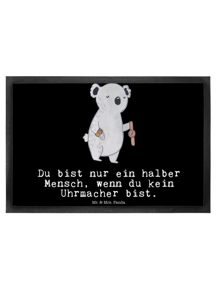 Schmutzfangmatte Uhrmacher Herz mit Spruch in Schwarz