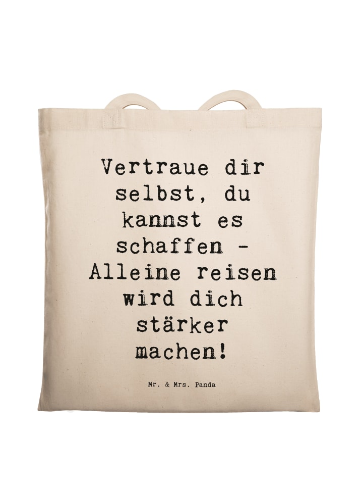 Canvas Bag Spruch Alleine Reisen unternehmen mi... in Creme