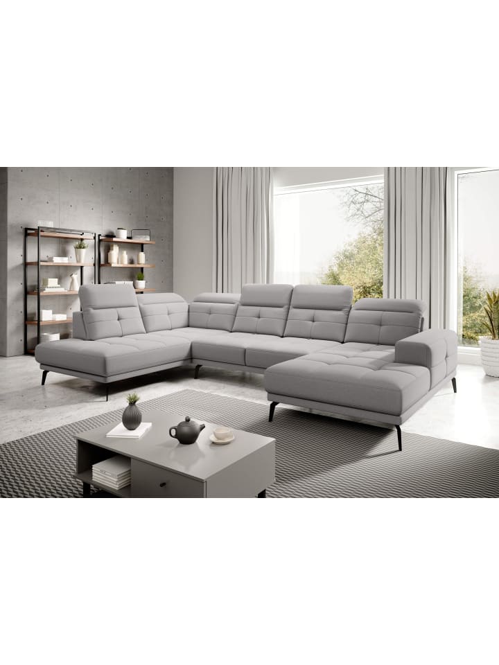 Brita Recamiere Links in Mausgrau - (L) 205 x (B) 350 x (H) 107 cm