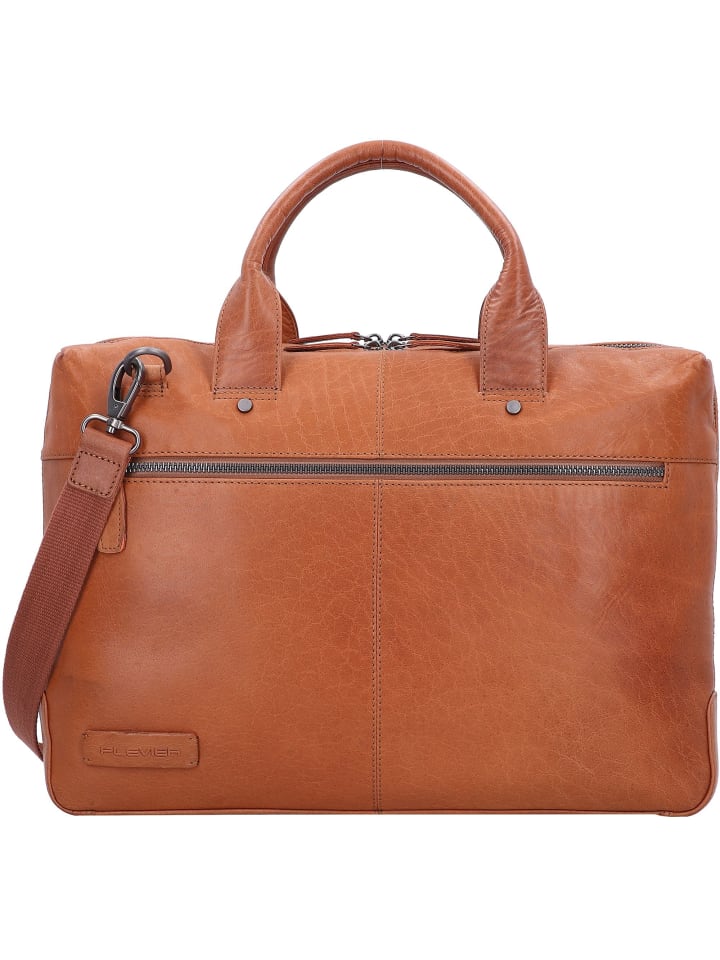 Rock Flint Aktentasche RFID Schutz Leder 41 cm Laptopfach cognac