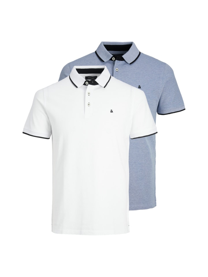Poloshirt 2er Pack in Weiß/Blau