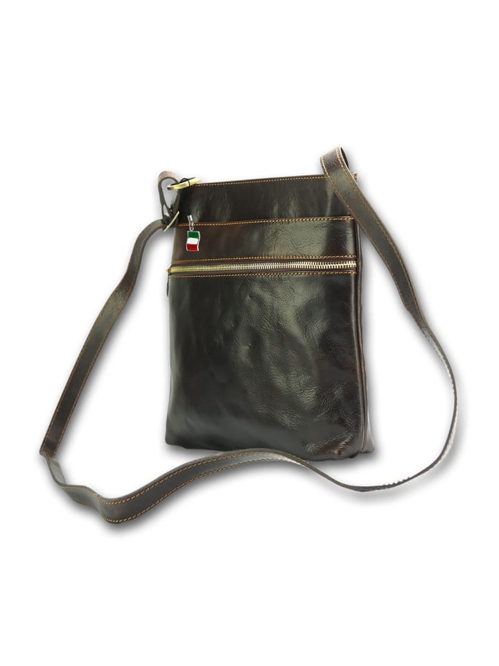Leder Schultertasche, Umhängetasche Florence Tasche braun ca. 25cm - 28cm