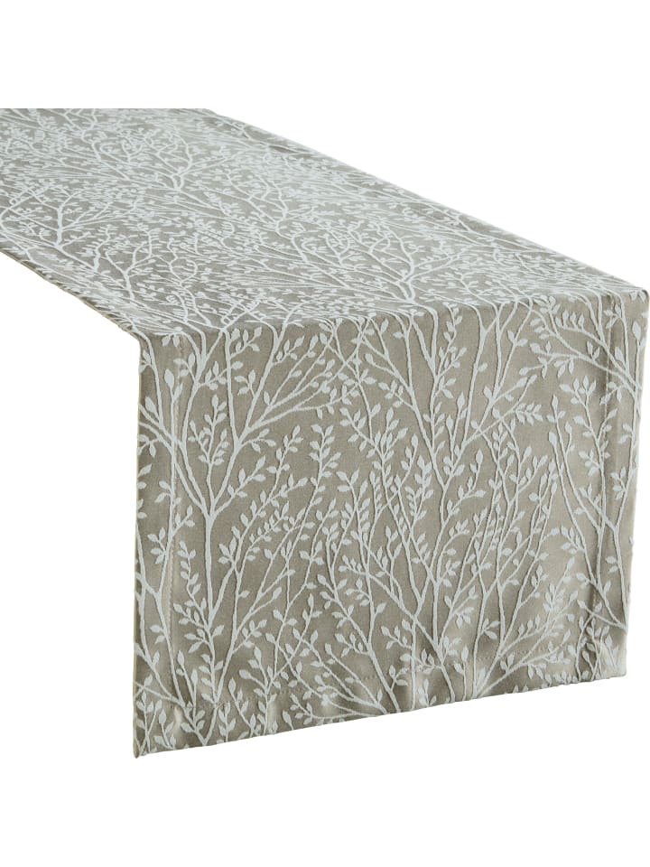 Jacquard, Baumwollmischung, Gewebt Tischläufer Malaga in taupe