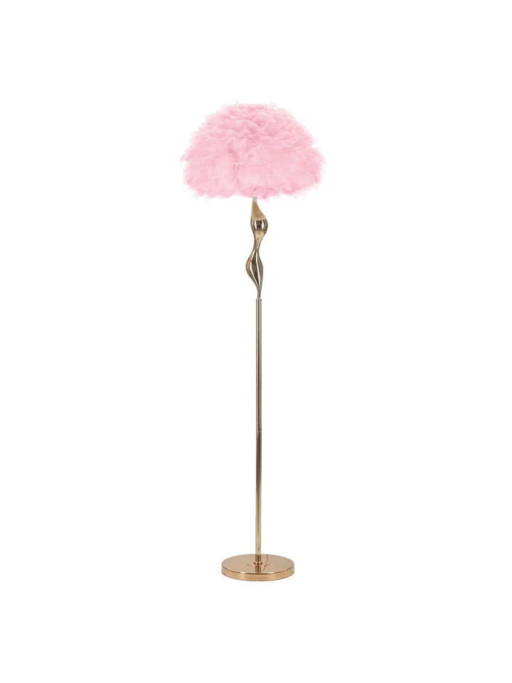 Stehlampe mit rosa Federn, Ø 50 x 165 cm
