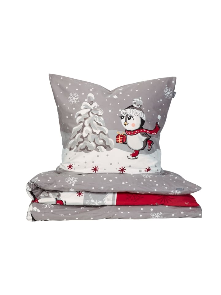 Feinbiber-Bettwäsche-Set Telso in Grau
