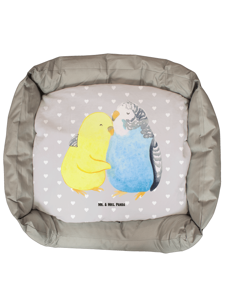 Hundesessel Wellensittich Liebe ohne Spruch in Grau Pastell