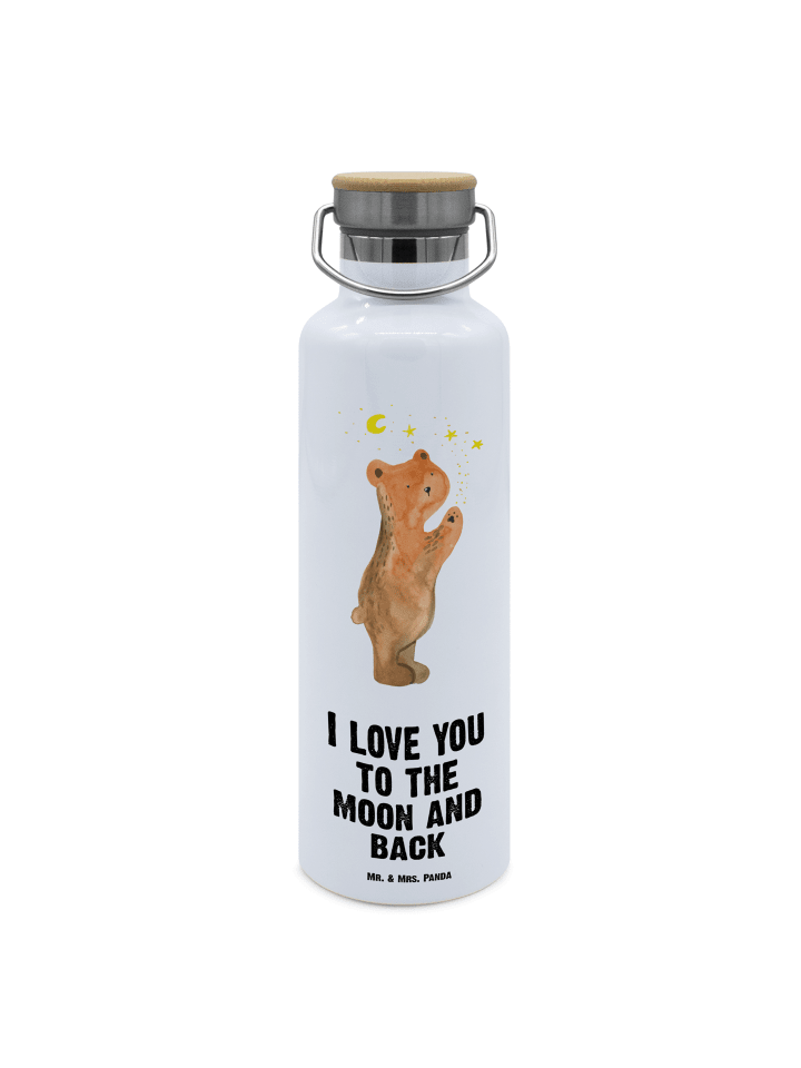 Wasserflasche Verliebter Bär mit Spruch in Weiß