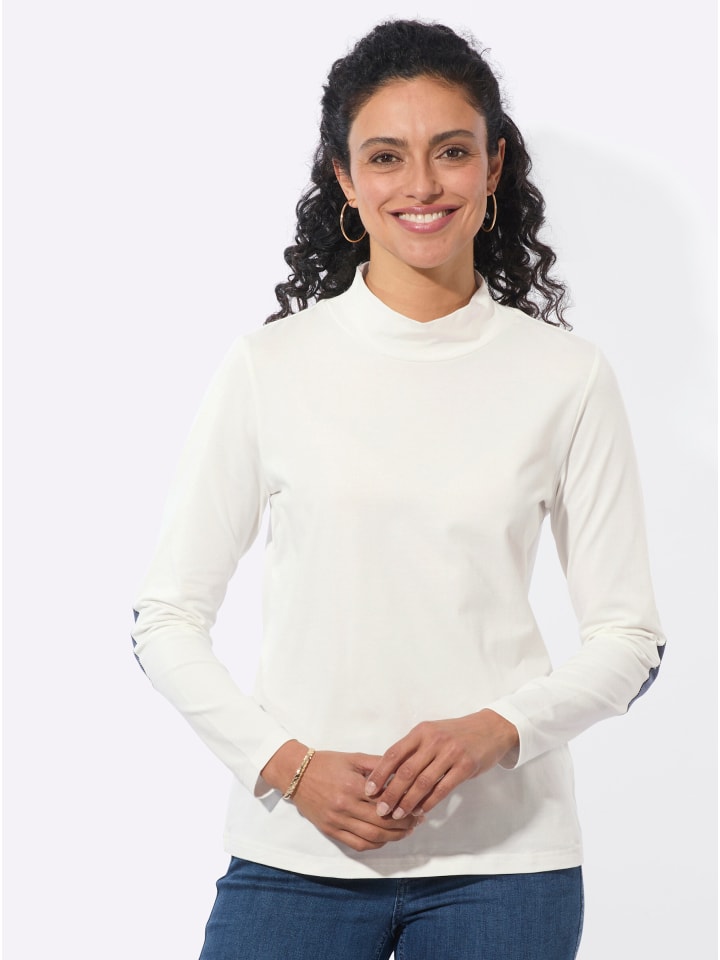 Stehkragen-Shirt in ecru