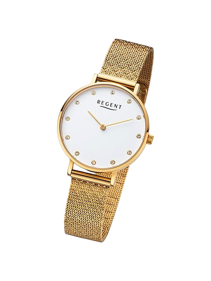 Analog-Armbanduhr Regent Metallarmband gold mittel (ca. 32mm)