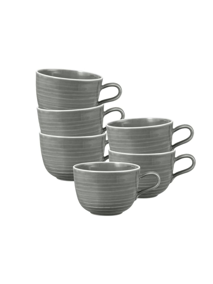 6er Set Milchkaffeetassen Terra in Perlgrau 400 ml