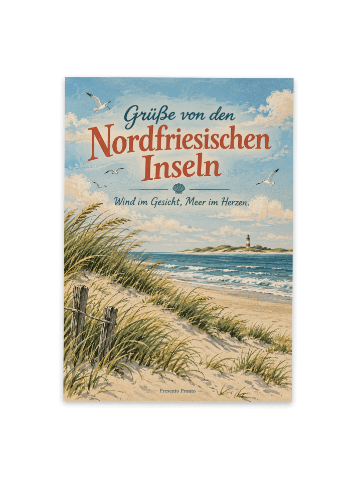Grußkarte Küste zeitlos Design mit Spruch in Weiß