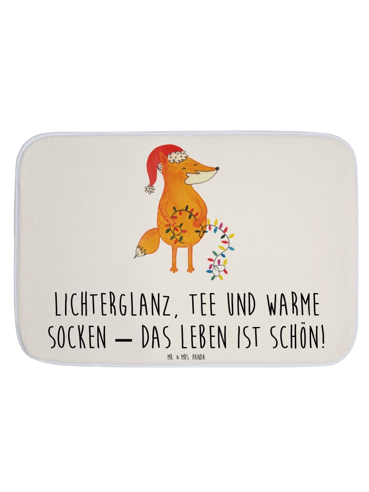 Badematte Fuchs Weihnachten mit Spruch in Weiß