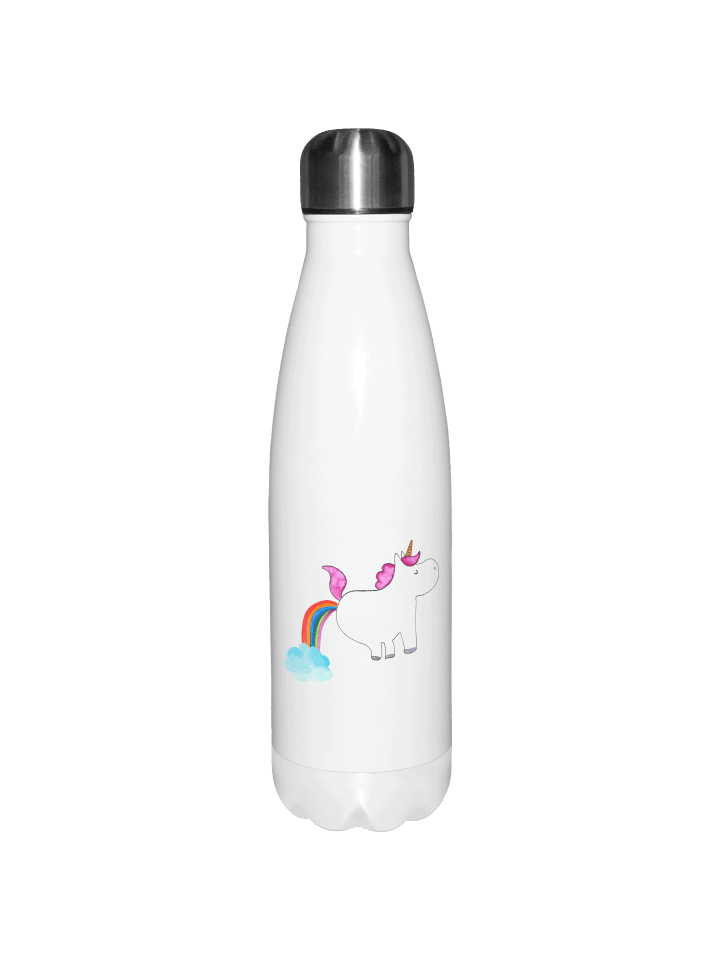Edelstahl Trinkflasche Einhorn Pupsen ohne Spruch in Weiß