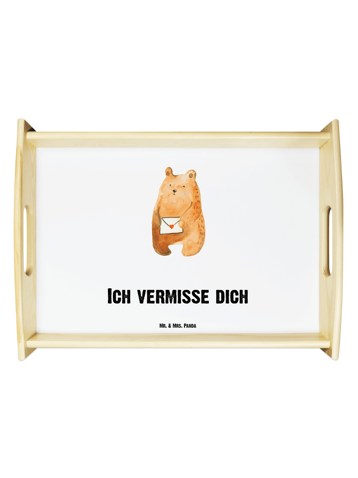 Sofa Tablett Bär Vermissen mit Spruch in Weiß