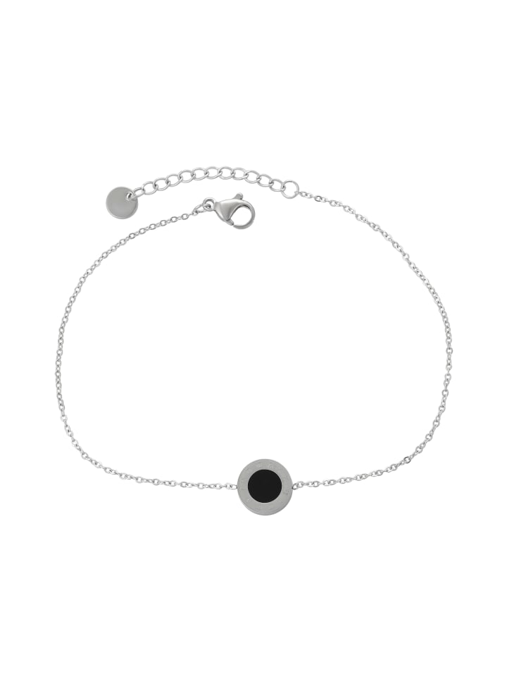 Women Thin Chain Link Bracelet in Silver Black