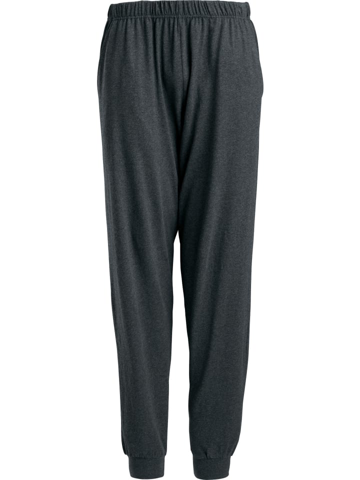 Single-Jersey Hose, lang mit Bündchen in anthrazit meliert