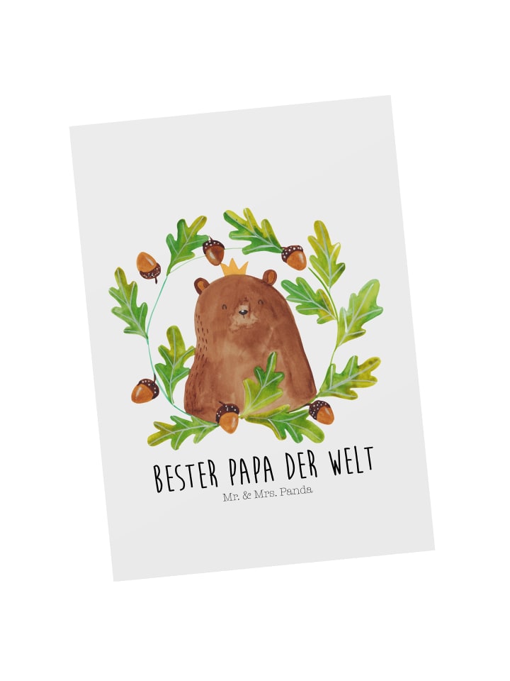 Postkarte Bär König mit Spruch in Weiß