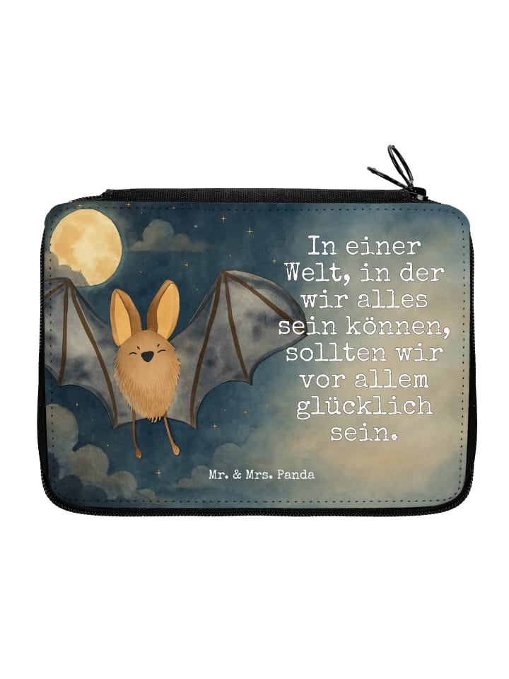 Bleistiftetui Fledermaus Flügel Design mit Spruch in Weiß