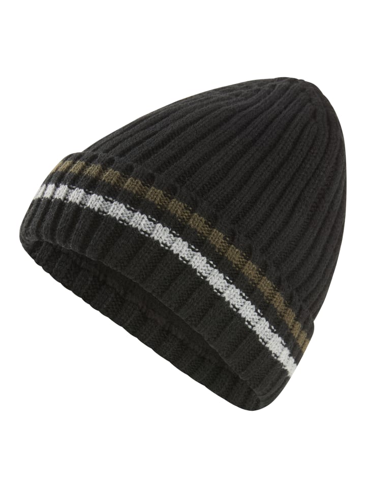 Strickmütze in schwarz-grau-grün