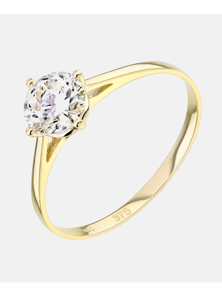 Verlobungsring aus 375 Gelbgold mit Zirkonia