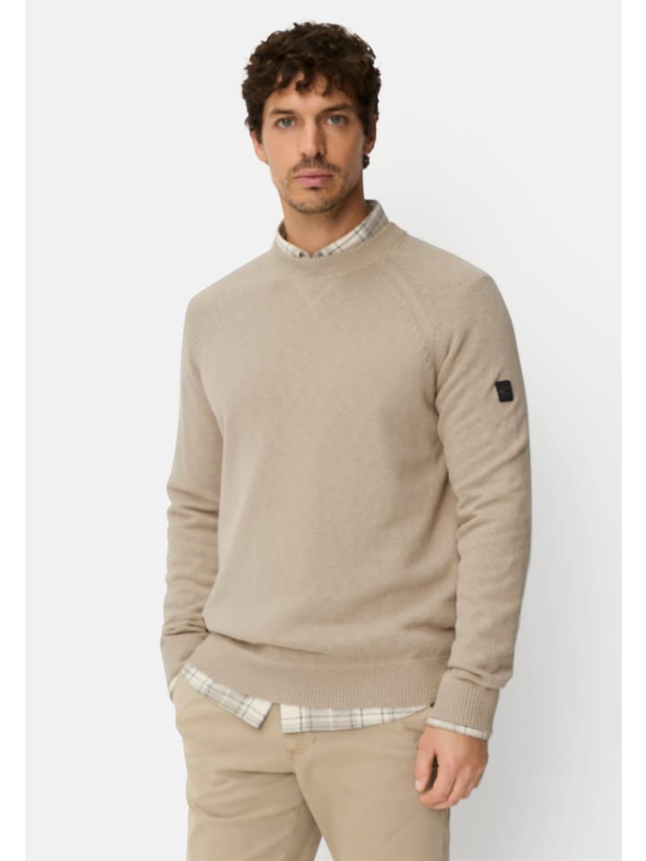 Strickpullover mit Rundhalsausschnitt in Beige