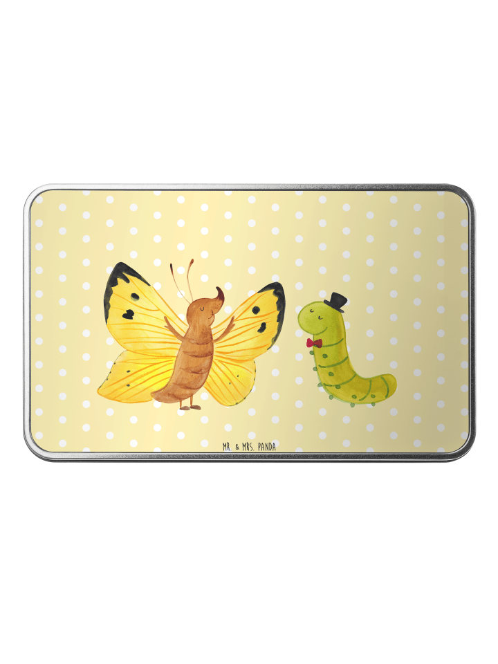 Aufbewahrungsbox Raupe Schmetterling ohne Spruch in Gelb Pastell