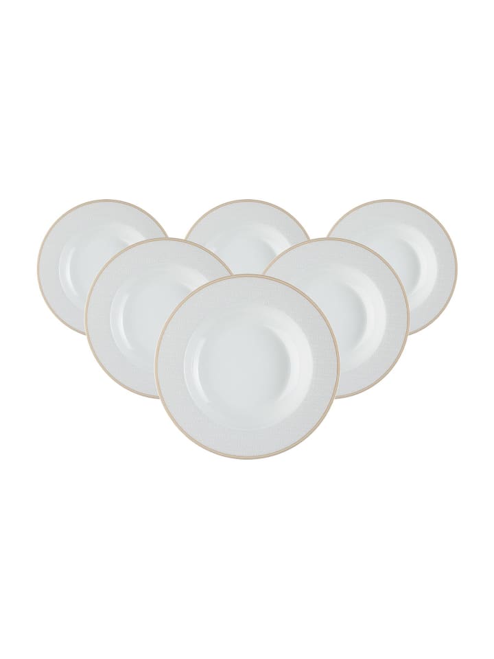 6er Set Suppenteller Geo in Beige ø 21,5 cm