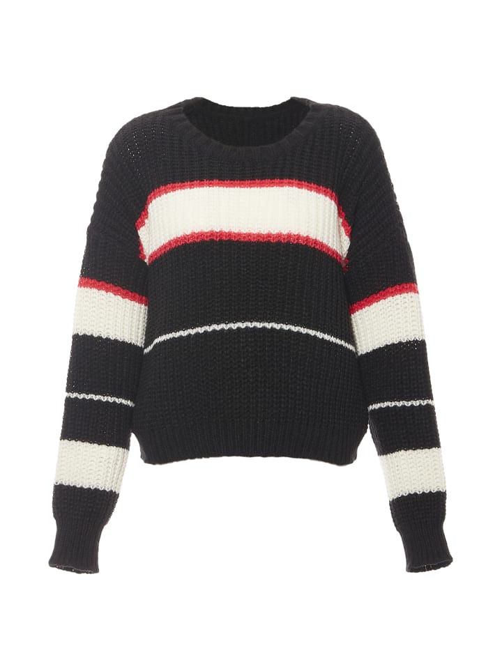 Damen Pullover in SCHWARZ WOLLWEISS KORALLE