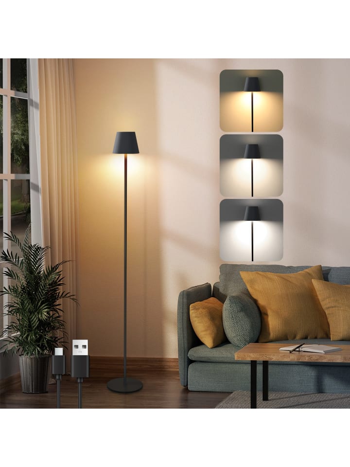 Stehlampe in schwarz H 125cm 3000-6500K dimmbar 2W