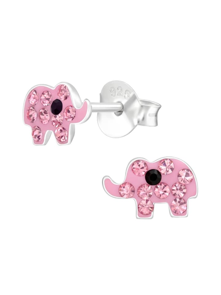 Ohrstecker in Silber, rosa, schwarz
