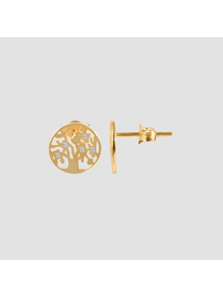 Damen Ohrringe – Ohrstecker aus 333 Gold mit Zirkonia in gold
