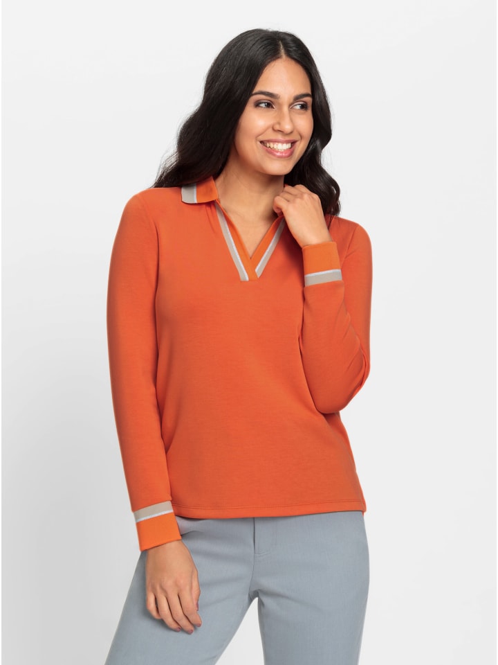 Poloshirt in orange-sand-gemustert