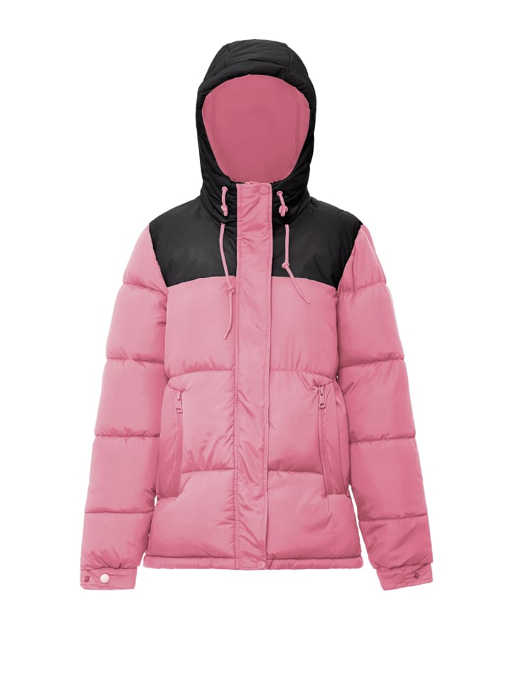 Damen Wattierte Steppjacke in Rosa Schwarz
