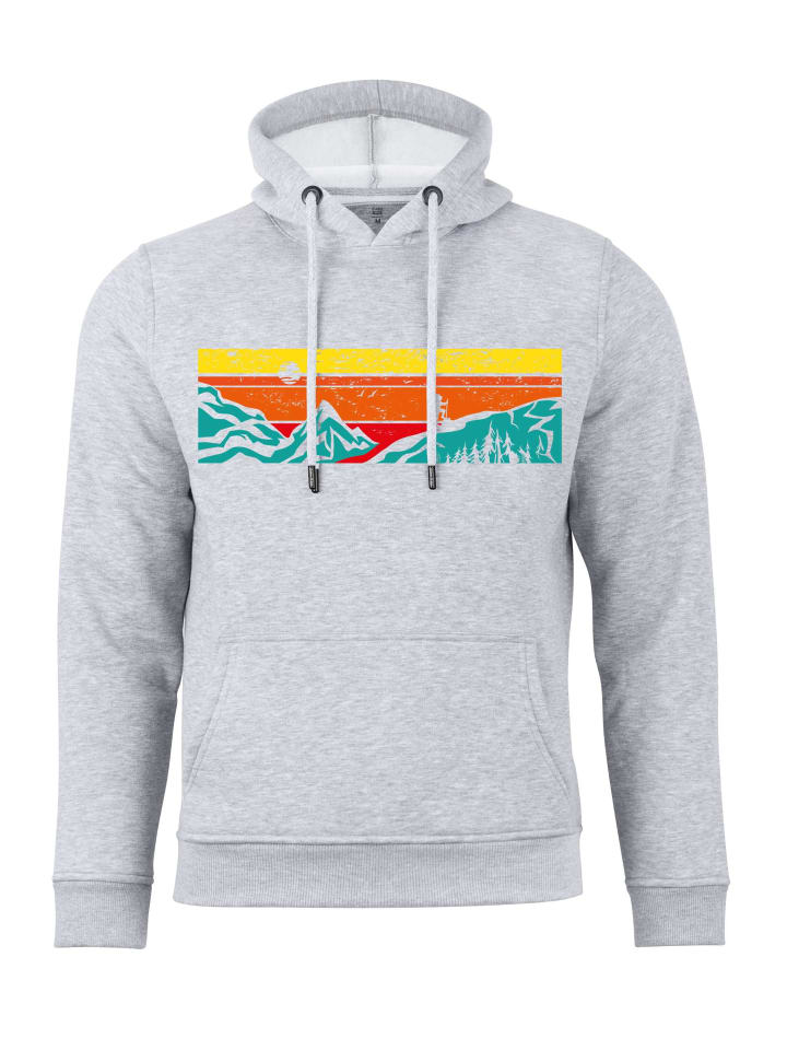 Kapuzensweatshirt mit Bergen - Lets Hiking in Grau