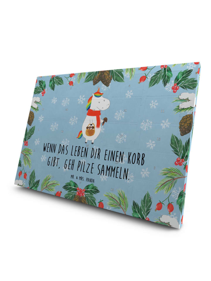 Tee Advent Kalender Einhorn Pilz mit Spruch in Eisblau