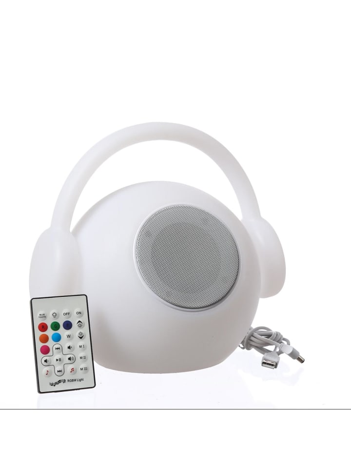 LED Tischleuchte EVE mit Lautsprecher Terrassenleuchte Bluetooth in weiß