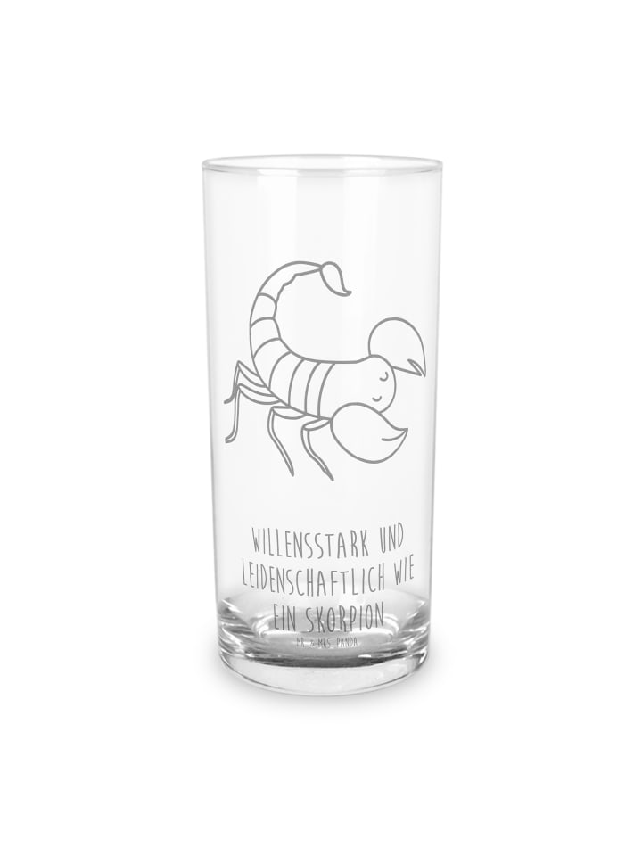 Glas Sternzeichen Skorpion mit Spruch in Transparent