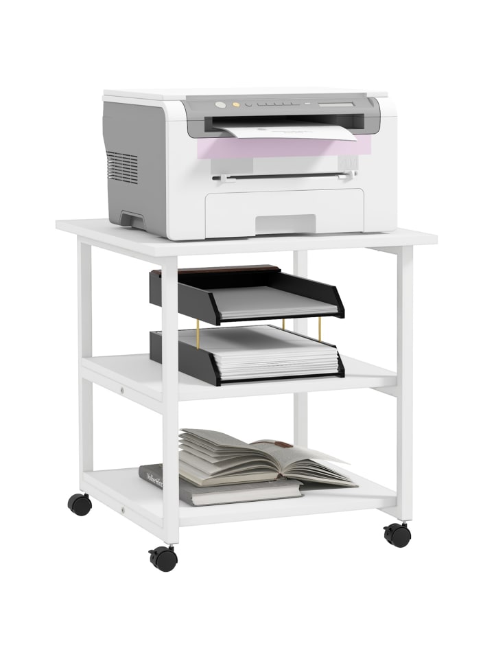 Druckertisch in Weiß 50L x 50B x 52,5H cm