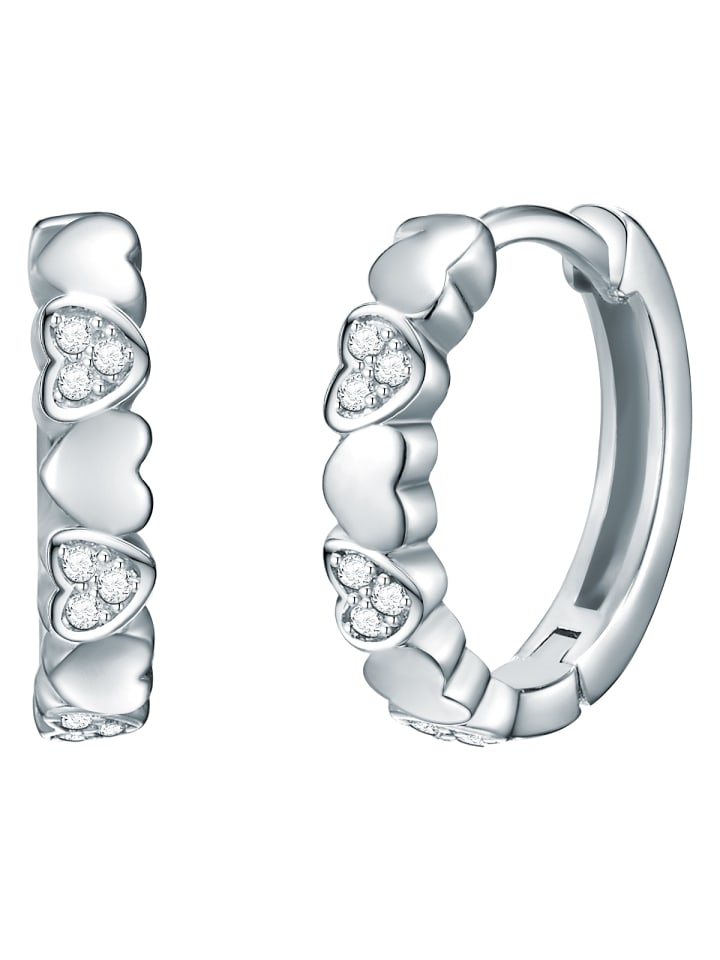 Creolen Herz aus Sterling Silber mit Zirkonia in silber
