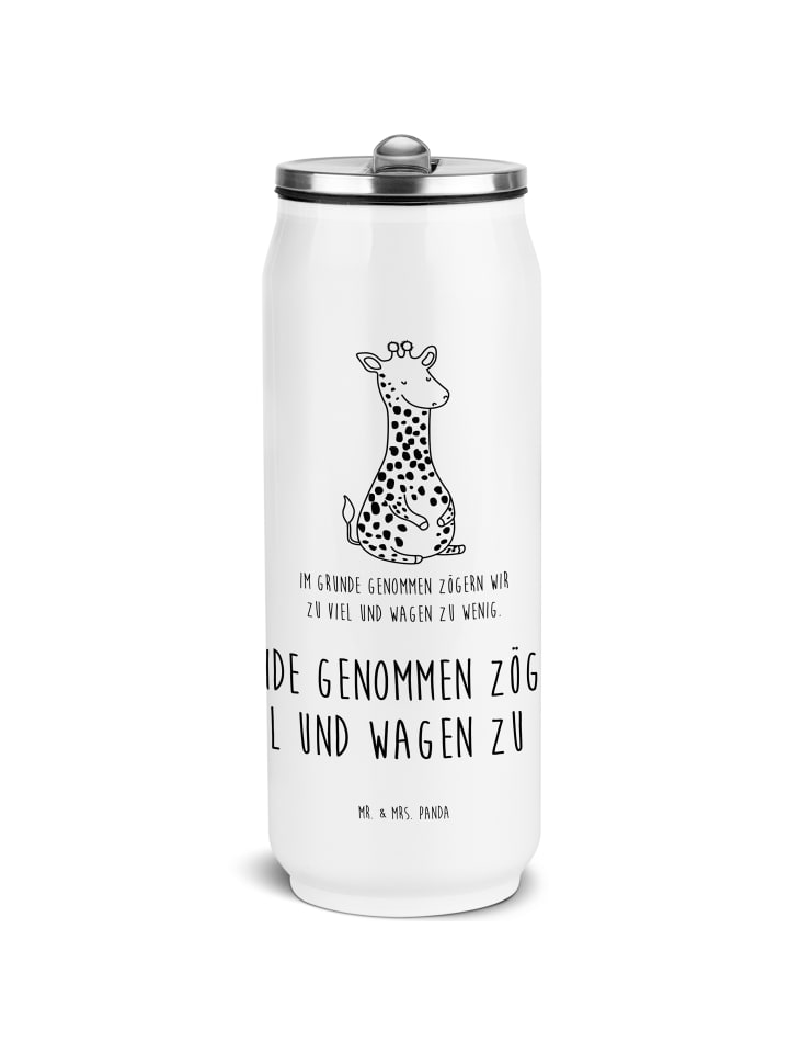 Trinkflasche Giraffe Zufrieden mit Spruch in Weiß